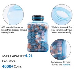4.2L Piggy Bank Large Coin Money Counter Jar LCD Display For US Coins Adults