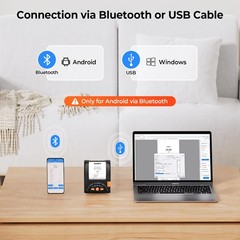 Bluetooth Receipt Printer, 58mm Mini Wireless POS Thermal Printer for Restaur…
