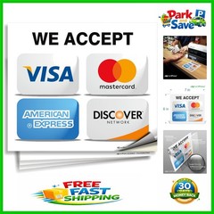 4-Pack Credit Card Sticker Signs – 7×6 Inch, UV Resistant Vinyl for Businesses