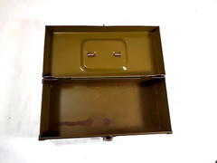 Sturdy Vtg. Metal Cash Box w/ Handle – unbranded
