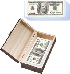 Wooden Lockable Cash Box with 20 PCS Banknotes Top-Insert Holders, Money Holder