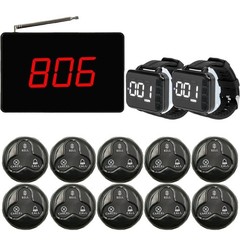 Restaurant Wireless Call System With 1 Display Screen+2 Watches+10 Call Buttons