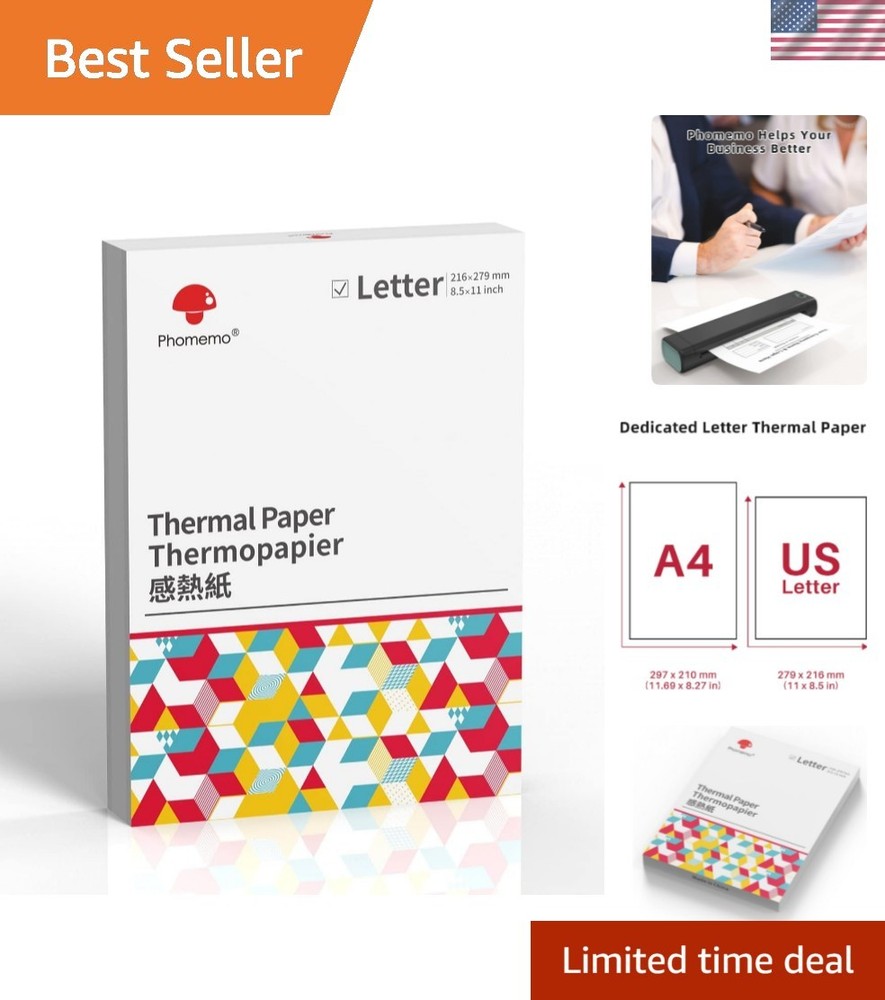 Professional 8.5″x11″ Thermal Paper – 100 Sheets, Compatible with Most Printers