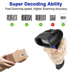 1D Wireless 2.4G Cordless USB Wired Barcode Scanner Reader Gun With Stand