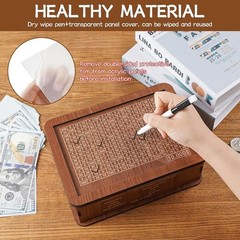 $10000 Money Saving Challenge Box Cash Vault Wooden Savings Box Cash Saver w/pen
