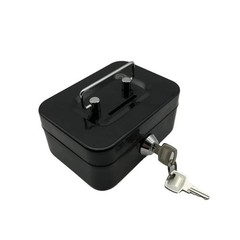 Small Cash Box with Money Tray and Lock, Metal Cash Lock Box with Key