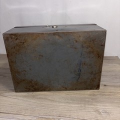 Vintage ASCO Art Steel Co New York Drab Metal Safe Deposit Box Patina No Key