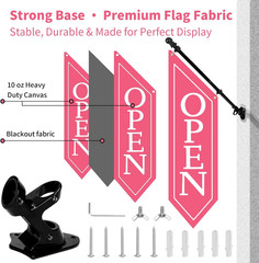 Locking Cash Box with Key & OPEN Flag Banner Kit for Retail or Farm Stand