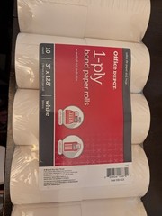 Office Depot Brand 1-Ply Bond Paper Rolls, 3″ x 128′, White, Pack Of 10