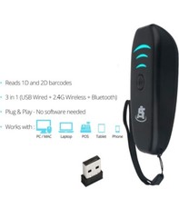 Portable Mini Wireless Bluetooth Barcode Scanner Rechargeable 1D & 2D Scan Gun