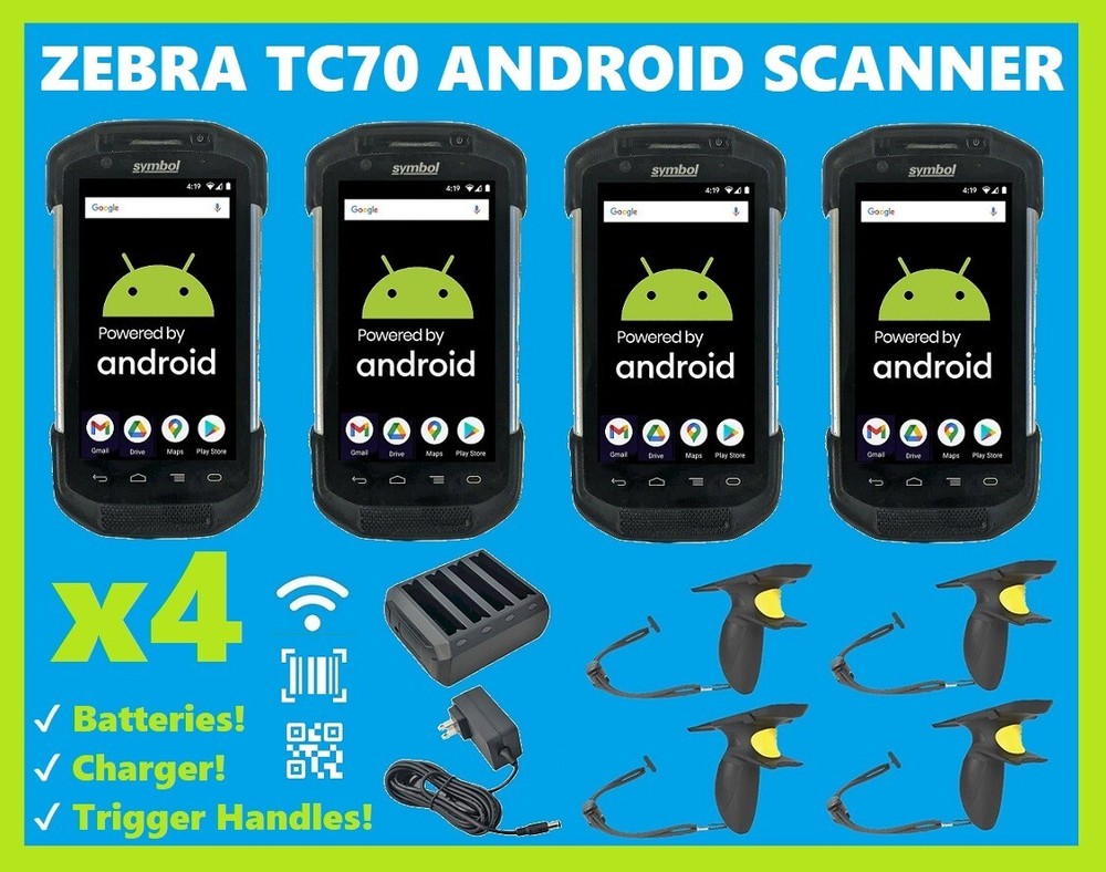 4-PACK Zebra TC70 Android Barcode Scanner 2D/1D, TC700H, Charger + Triggers!🔥⭐