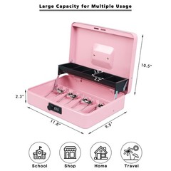 Cash Box with Money Tray and Combination Lock,Tiered, Cantilever Design,4 Bil…
