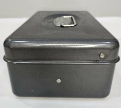 VINTAGE UNION CASH BOX UNION STEEL CHEST METAL GRAY WITH DRAWER