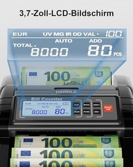 AL1000 Money Counter, UV/MG/IR/DD Counterfeit Detection, Value Counting & Bat…
