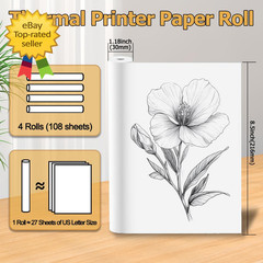 Thermal Paper Rolls 85 x 11 Inch for Portable Wireless Printer 4 Pack Letter