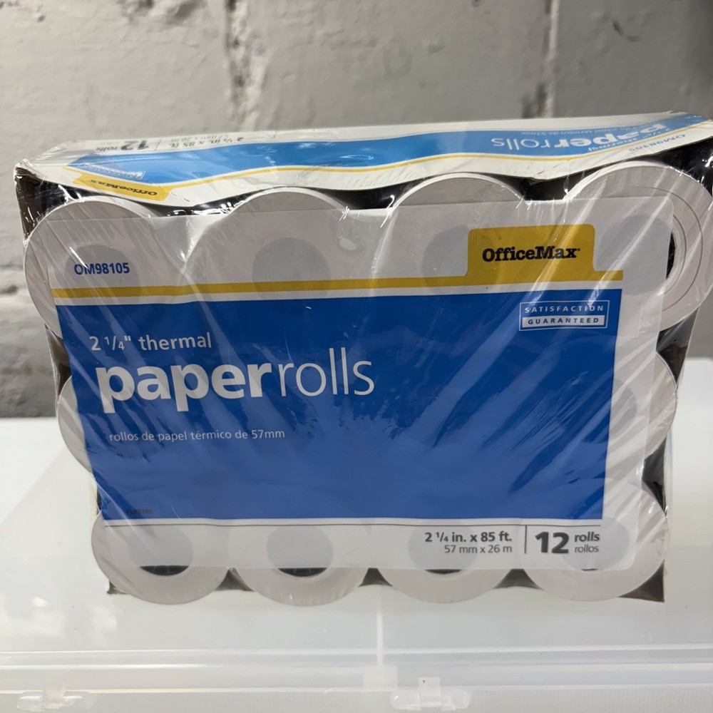 OfficeMax 12 Pack Of 2 1/4″ x 85ft Thermal Paper Rolls NEW