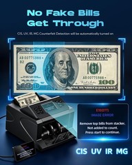 CGOLDENWALL Money Counter Machine, Mixed Denomination Bill Counter, Cash Coun…
