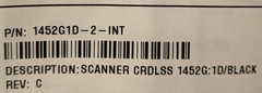 Honeywell Voyager 1452G1D-2-INT Black Laser Wireless Barcode Scanner Base Cable