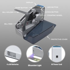 DETECK DT5S Portable Money Counter Machine with Counterfeit Light Grey