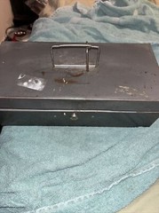 Vintage Metal Steel Money Cash Lock Locking Box Merriam Now Cash Box No Key