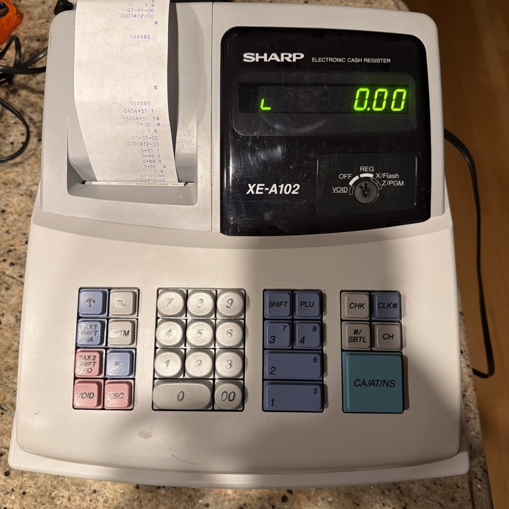 Sharp XE-A102 Electronic Cash Register – Turns On – KEYS NOT INCLUDED – READ