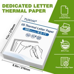 Thermal Printer Paper 8.5 x 11 Inch Waterproof Inkless Mobile Receipts 500 Sh…