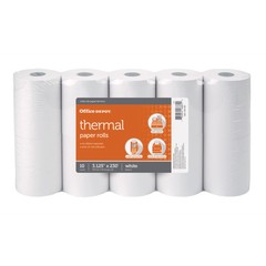 Office Depot Brand Thermal Paper Rolls, 3-1/8″ x 230′, White, Pack Of 10