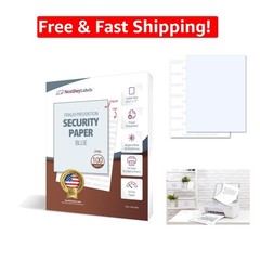 Pack of 100 Blue Security Paper 8.5” x 11” – Anti-Copy & Fraud Prevention