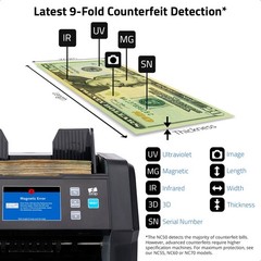 Mixed Denomination Bill Counter Machine Cash Money Currency Counting Detector