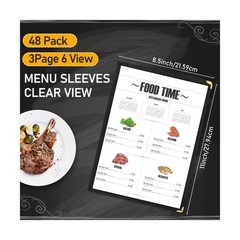 Cinnvoice 48 Pcs Restaurant Menu Covers 8.5 x 11 Inch Book Style 3 Page 6 Vie…