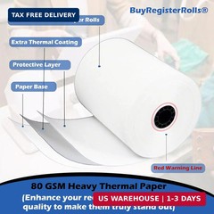 80 GSM Extra Thick Paper (24 Rolls) 3 1/8 x 230 Thermal Paper Receipt Rolls (Hea