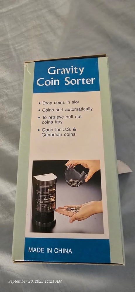 NEW Gravity Coin Sorter Manual Non-Electric Change Organizer Bank US & Canadian