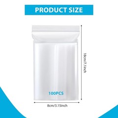 100pcs 3 x 7 Inch (8X18cm) Clear 2.4 Mil Resealable Zipper Shipping Bags Poly…
