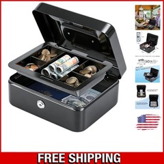 Sleek Portable Cash Box with Steel Construction & 2 Key Lock – Home & Office Use