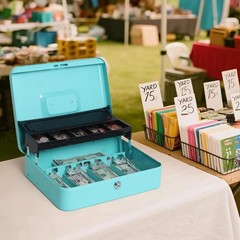 11.8 x 9.5 x 3.5 Inch Cash Box, Scratch Resistant with Secure Locking Mechanism