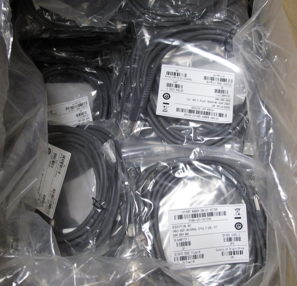 Lot of 100 Zebra Motorola Symbol Barcode Scanner USB cable for DS4308 DS3678 CBA