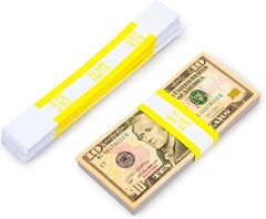 Yellow Currency Band Bundle – 100 Self-Adhesive Straps for $1000 Bills