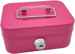 Metal Cash Box, 4.5″ X 3.35″ Small Cash Storage Box with Lockable Cover, Key Loc