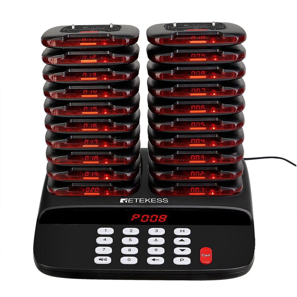 Retekess TD183 Restaurant Pager System Guest Queuing 20 Buzzers Food Truck Cafe
