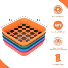 Coin Sorter Tube & Tray – 4 Color Coded Separator Trays and…