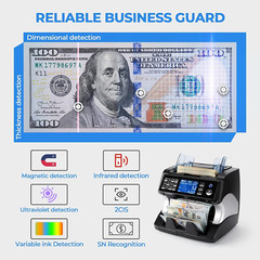 IMC01 Bank Grade Money Counter Machine Mixed Denomination, 2CIS/UV/IR/MG/MT Coun