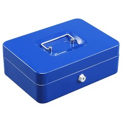 Locking Steel Large Cash Box with Removable Coin Tray and Key Lock,9.84″x 7.8…