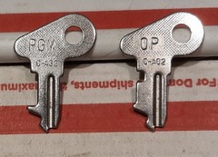 K80) 1 Lot of (2) PGM Casio Cash Register Keys #54; PGM #C-A32 & OP #C-A02.