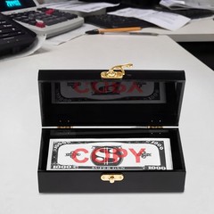Beeveer 2 Pcs Acrylic Lockable Cash Box Organizer Money Holder Black