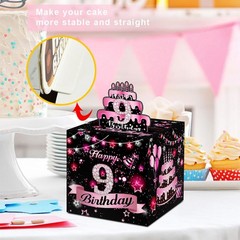 Birthday Money Box Cash 9th Surprise Explosion Gift 9 Years Pink Decor 35 PCS
