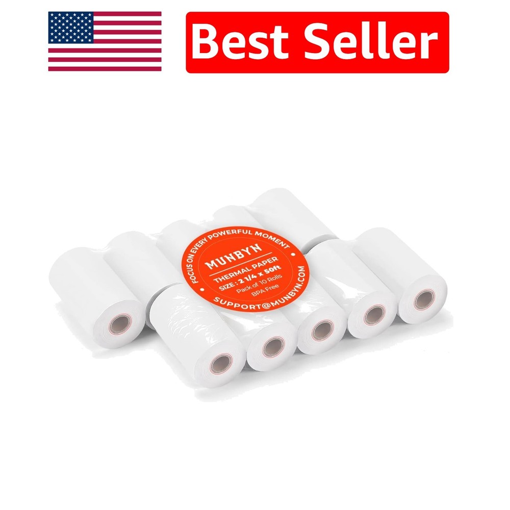 Reliable 2 1/4″ x 50ft Thermal Paper Rolls – 10 Pack for Credit Card Machines