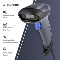 2D M5S Wired USB 2.0 QR Code Barcode Scanner Reader Handheld Gun With Stand