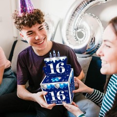Sweet 16th Birthday Pull-Out Money Gift Box for Boys Girls – Blue Sliver Happ…