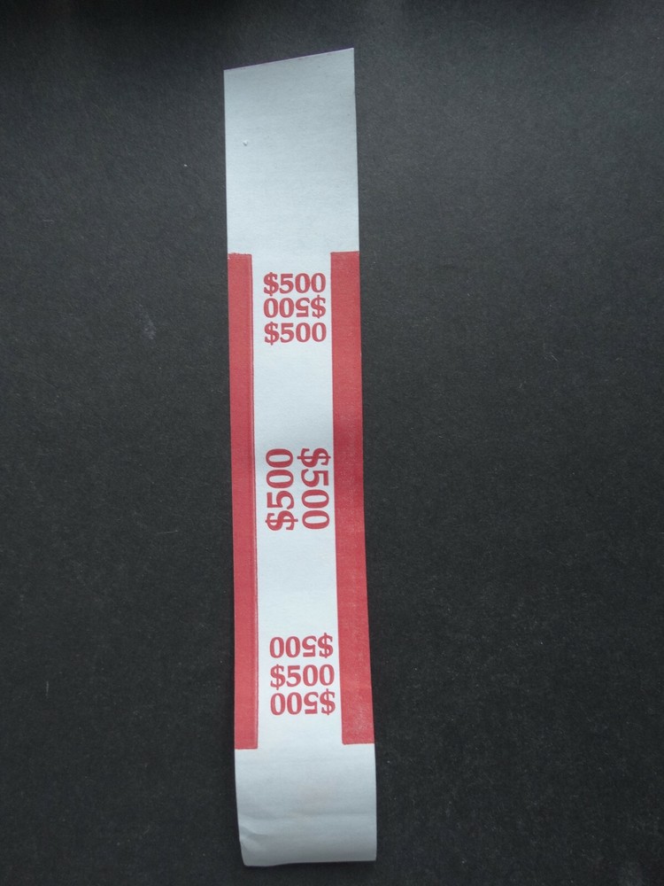 1 – Red $500 Cash Money Self-Sealing Straps Currency Bands