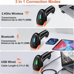 Lot of 5 Wireless Bluetooth Barcode Scanner 2D QR 1D Handheld CMOS Reader POS